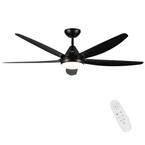 56 In Intergrated LED Ceiling Fan Lighting With Black ABS Blade LamCham