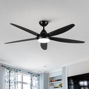 56 In Intergrated LED Ceiling Fan Lighting With Black ABS Blade LamCham