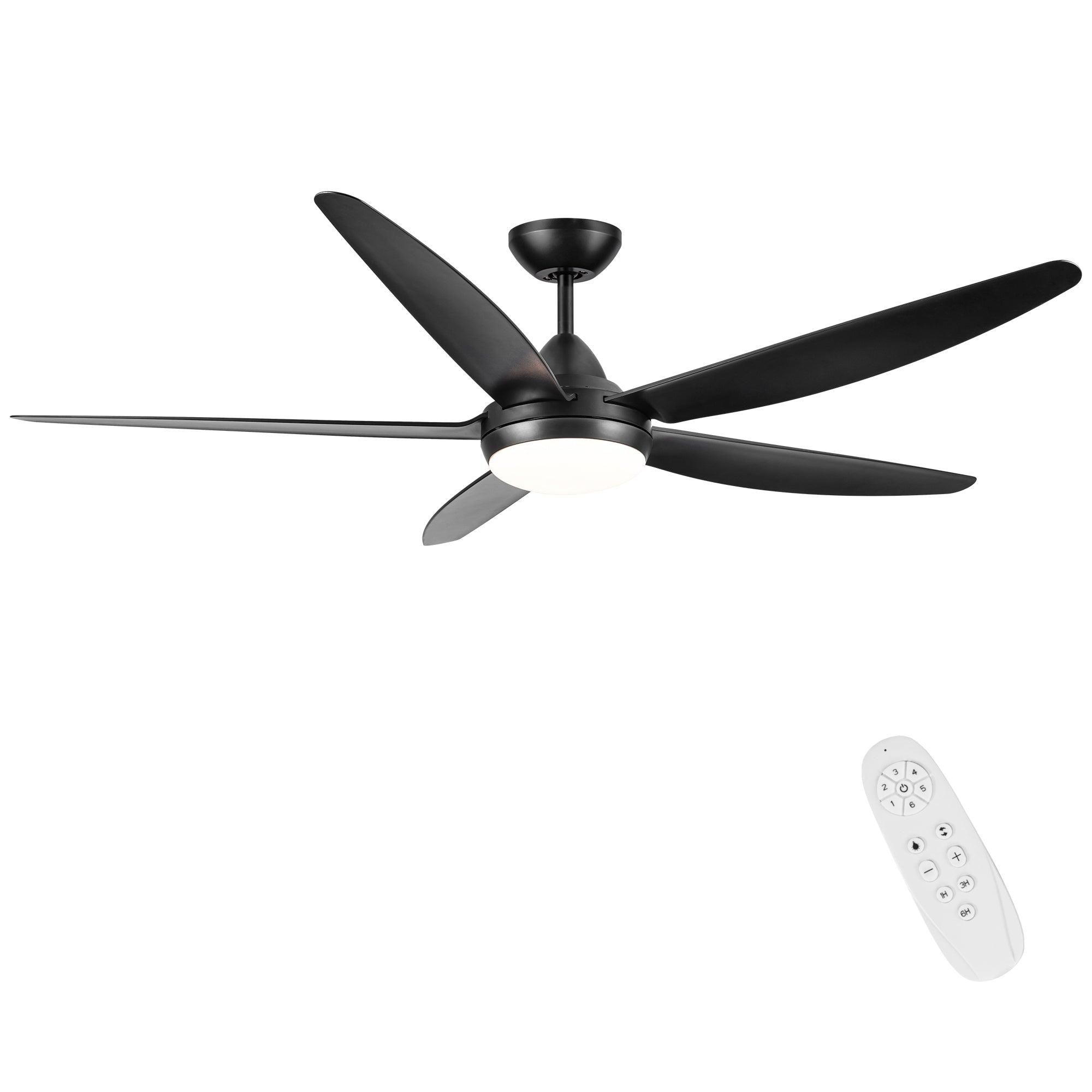 56 In Intergrated LED Ceiling Fan Lighting With Black ABS Blade LamCham