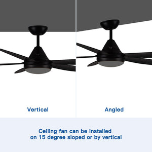 56 In Intergrated LED Ceiling Fan Lighting With Black ABS Blade LamCham