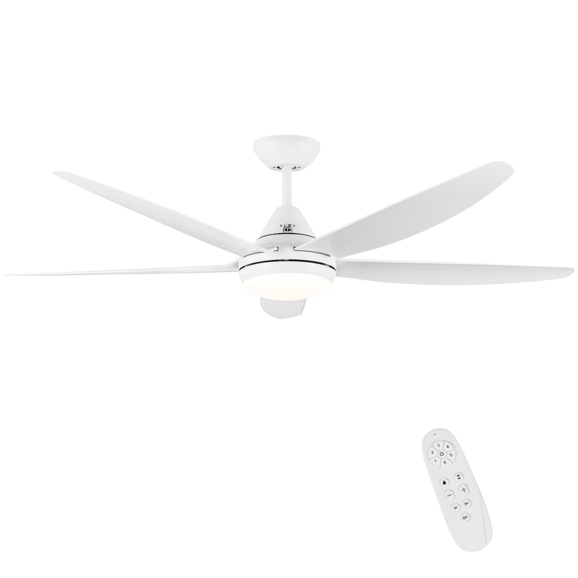 56 In Intergrated LED Ceiling Fan Lighting With White ABS Blade LamCham