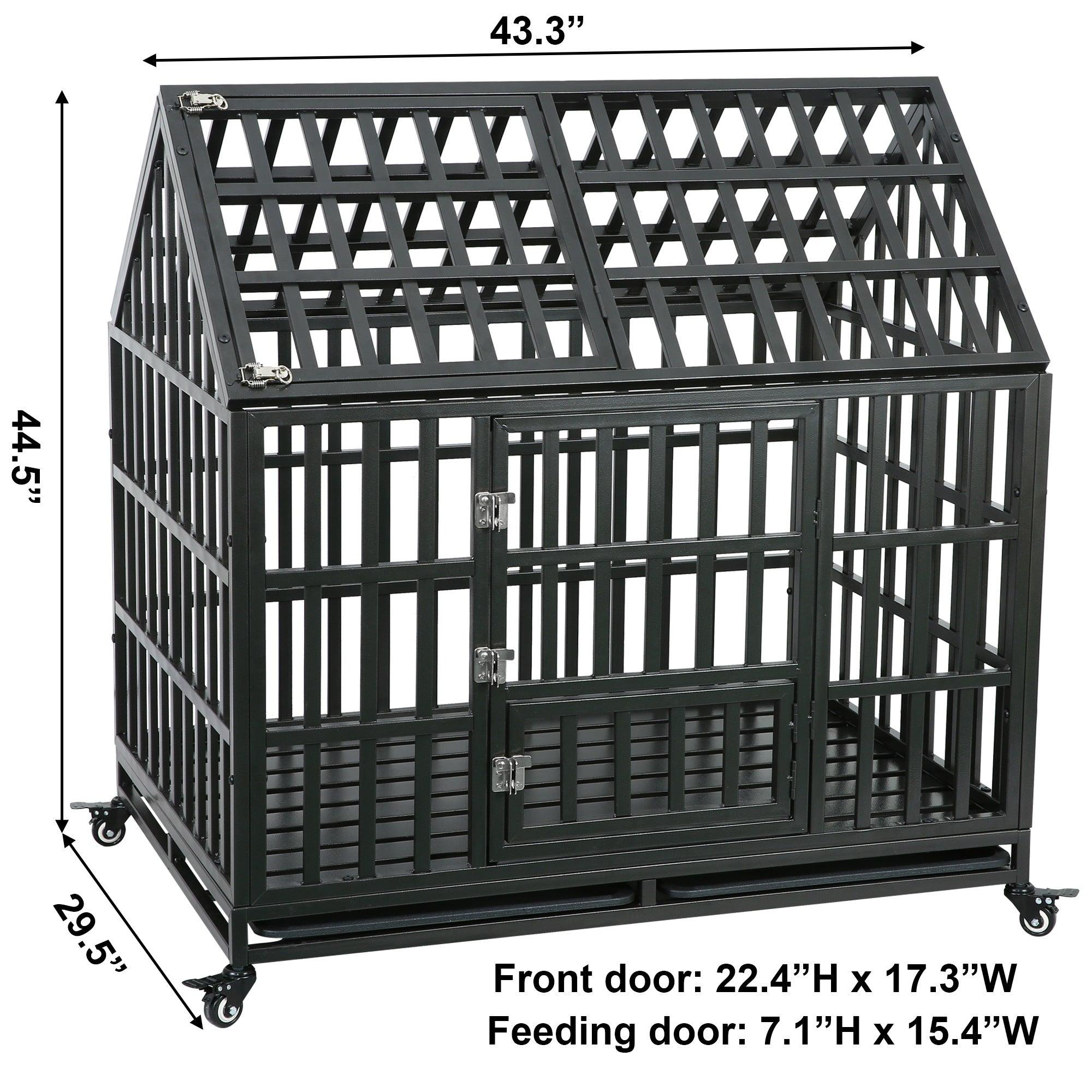 Heavy Duty Dog Cage  Pet Crate With Roof