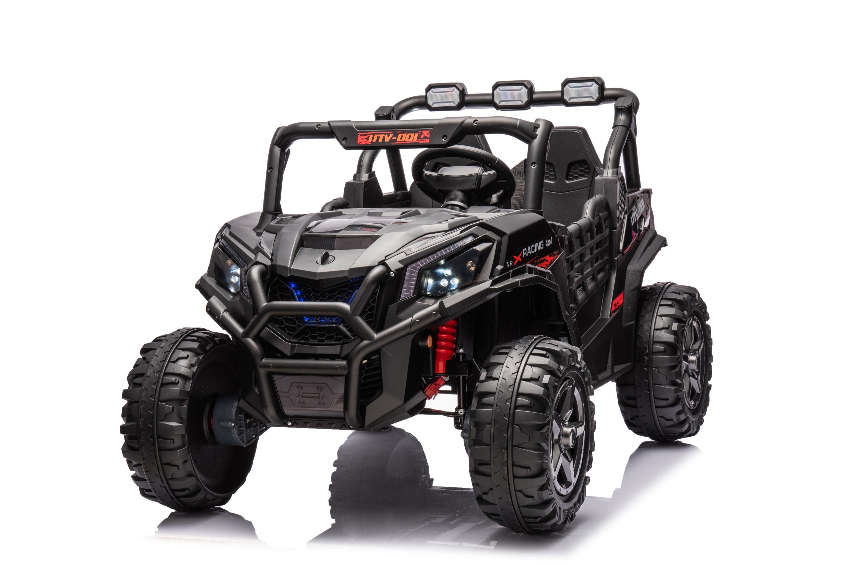 24V Ride On Toys 4Wd Ride On Cars With Remote Control, 2 Xl Seater Electric Car for Kids, Power Car Wheels, Utv 4*200W Motor, Bluetooth, Music, Lights, 3 Speeds, Black