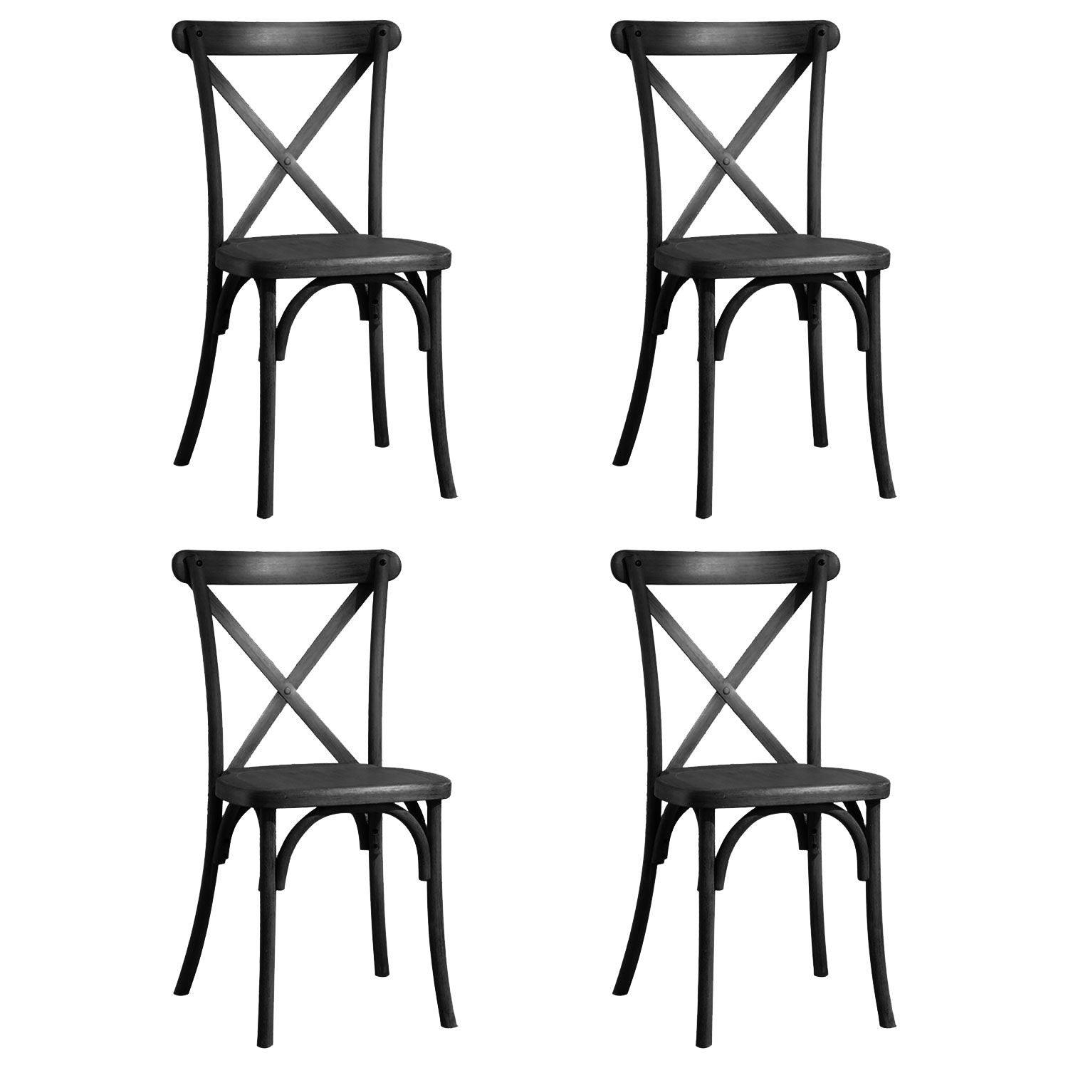 🆓🚛 Resin Cross Back Chair for Dinning Room, Wedding, Commercial Use, 4-Pack, Black