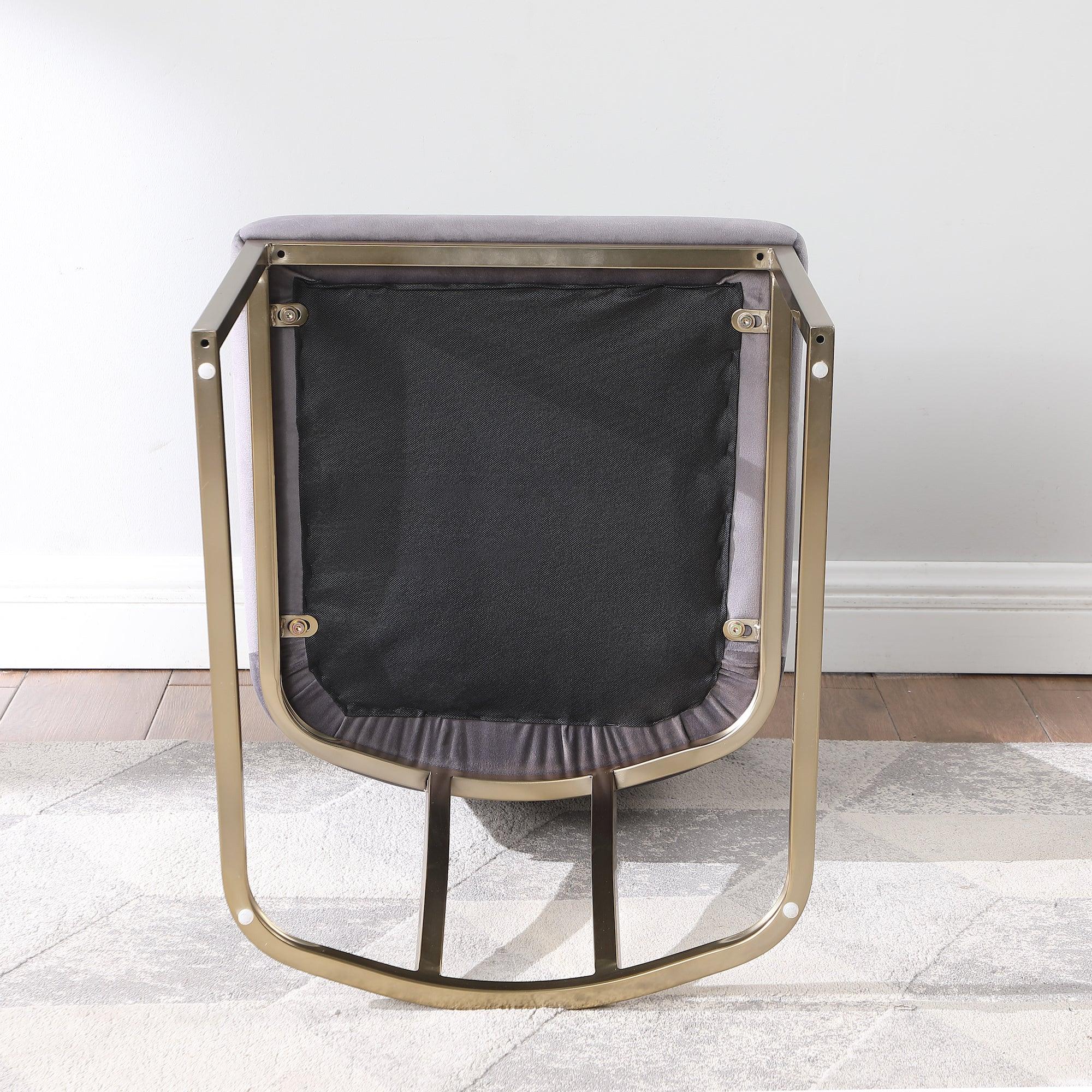 Dining Chairs, Velvet Upolstered Side Chair, Gold Metal Legs (Set of 2) - Gray