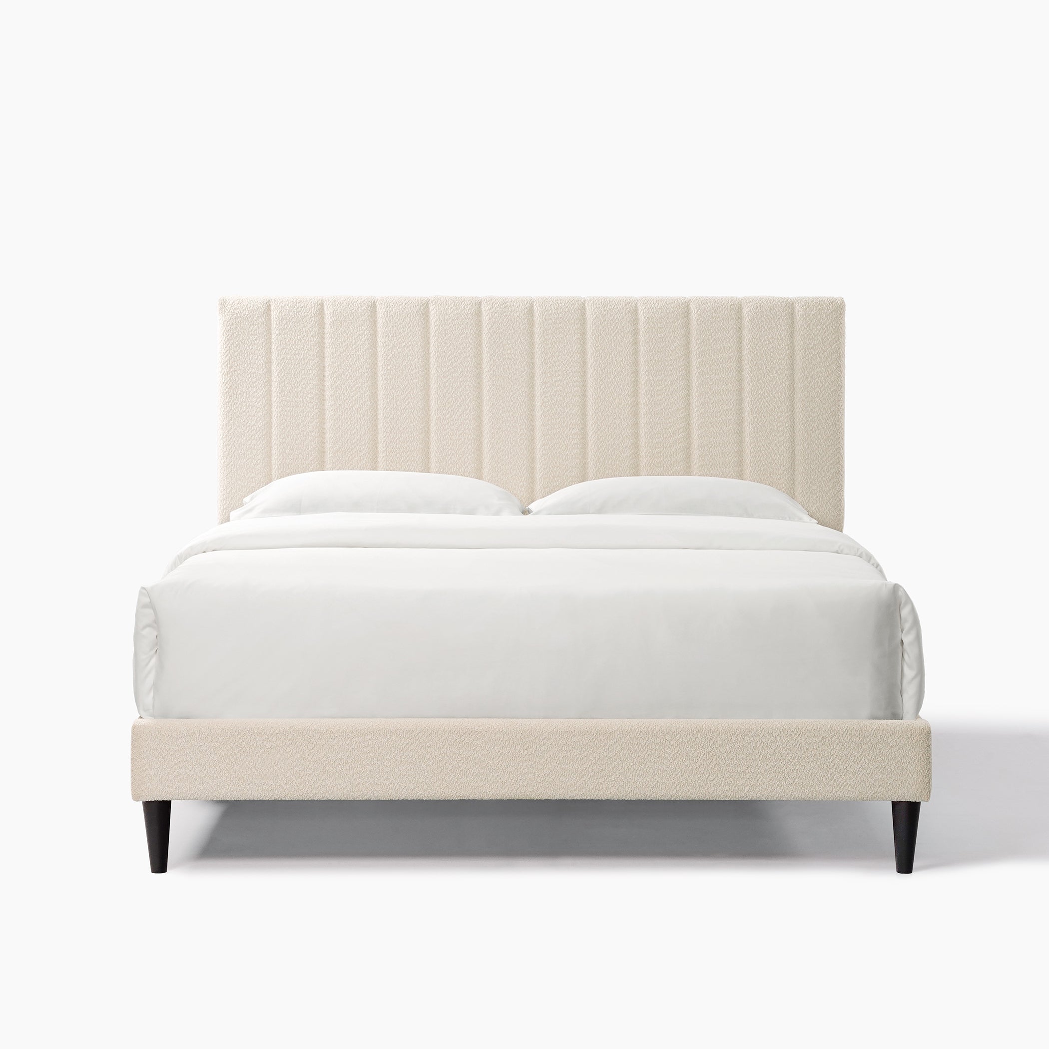 🆓🚛 Dove Tufted Upholstered Platform Bed - Pearl White - Queen