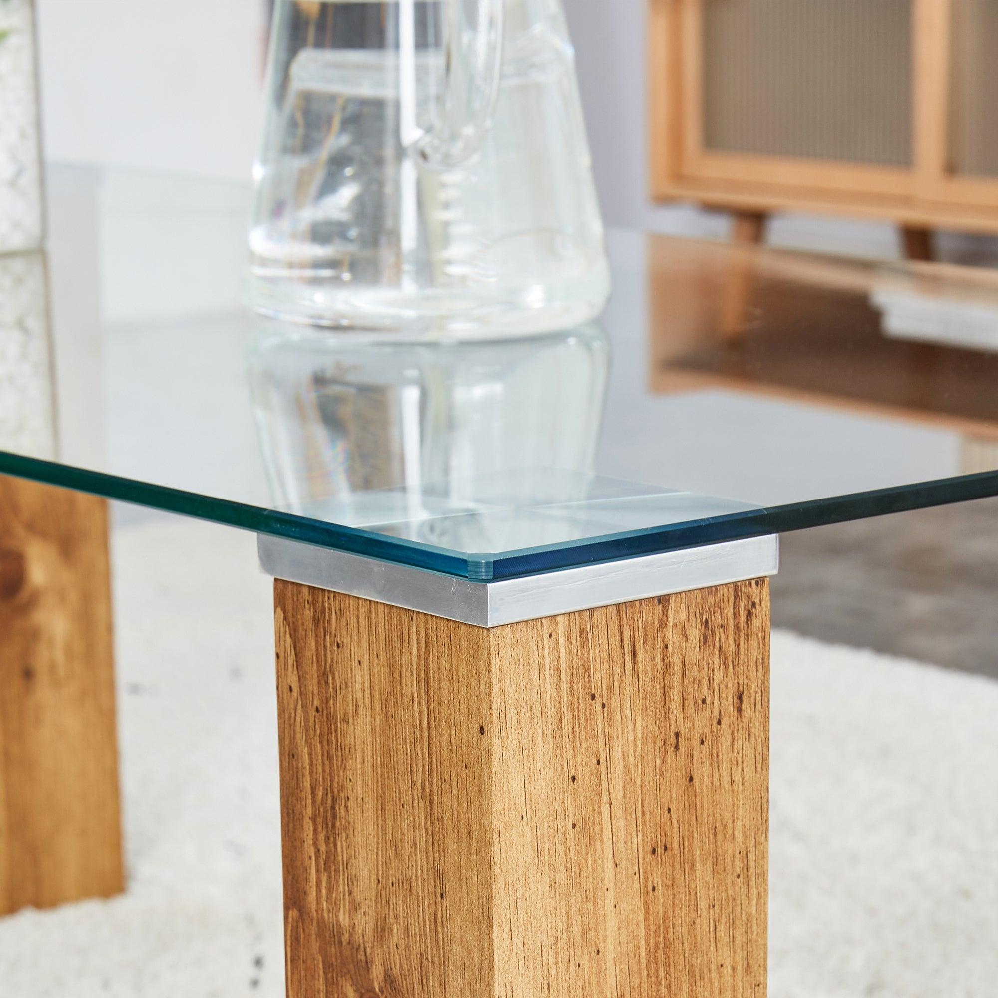 Glass-Top Coffee Table, Tea table, with MDF Legs - Stylish Blend of Elegance and Durability