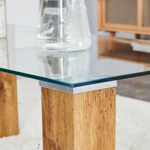 Glass-Top Coffee Table, Tea table, with MDF Legs - Stylish Blend of Elegance and Durability