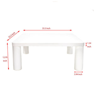 Cream White Coffe Table, 33.5" Modern Minimalist Square Coffee Tables for Living Room Home Office, Tatami Floor Tables