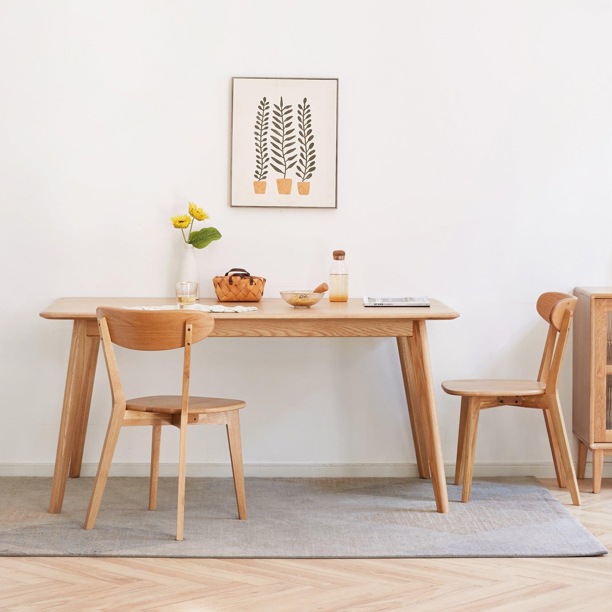 Dining Chair Wooden FAS Grade Oak Natural Wood Made In North America 100% Dirt-Free Wood Chair Solid Chair Table Chair Wooden Living Room Chair Simple And Natural 46.5 * 54 * 80Cm (4 Pcs/Box)