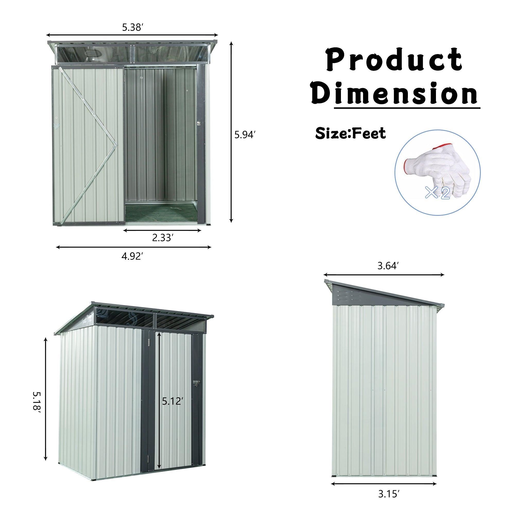 5Ft X 3Ft Outdoor Metal Storage Shed Transparent Plate White LamCham