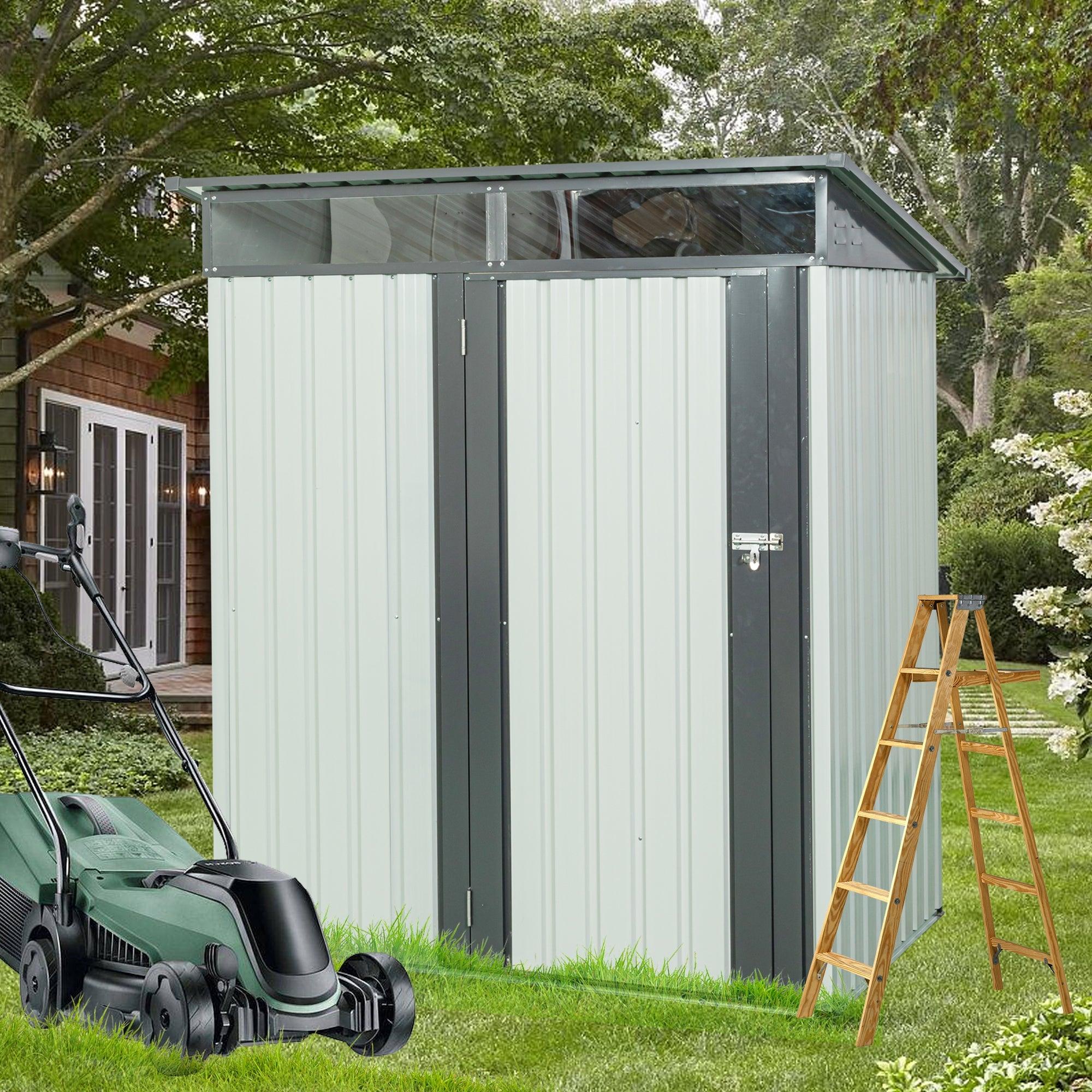 5Ft X 3Ft Outdoor Metal Storage Shed Transparent Plate White LamCham