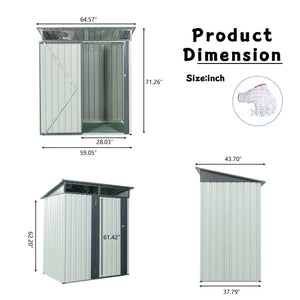 5Ft X 3Ft Outdoor Metal Storage Shed Transparent Plate White LamCham