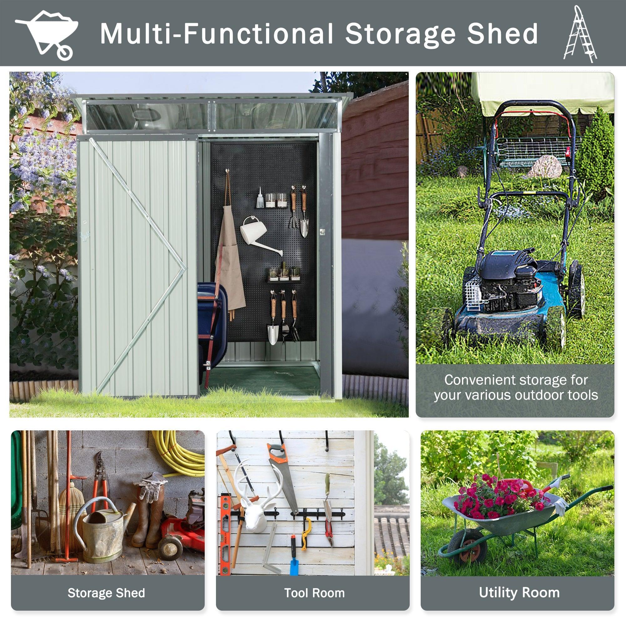 5Ft X 3Ft Outdoor Metal Storage Shed Transparent Plate White LamCham