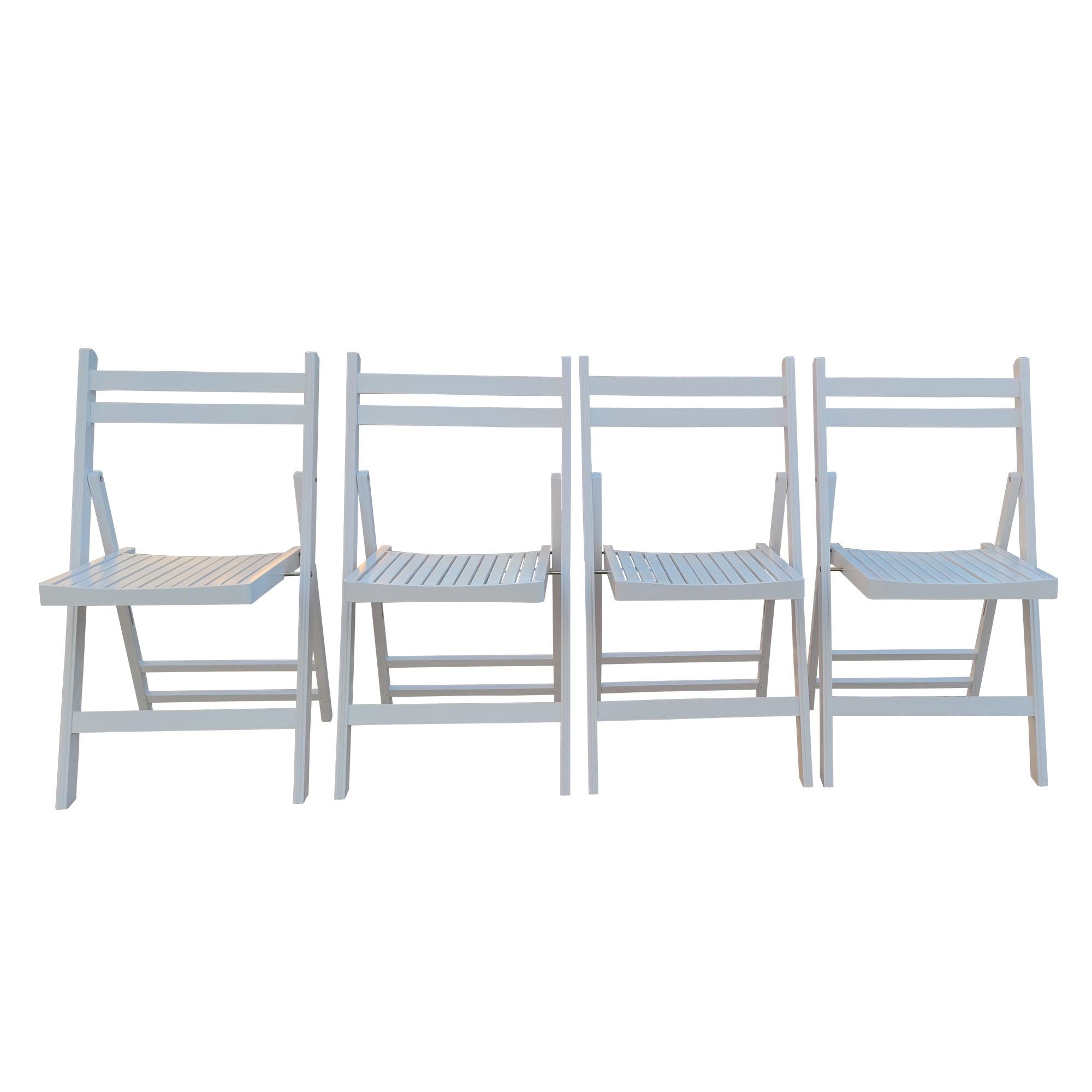 Furniture Slatted Wood Folding Special Event Chair - White, Set of 4