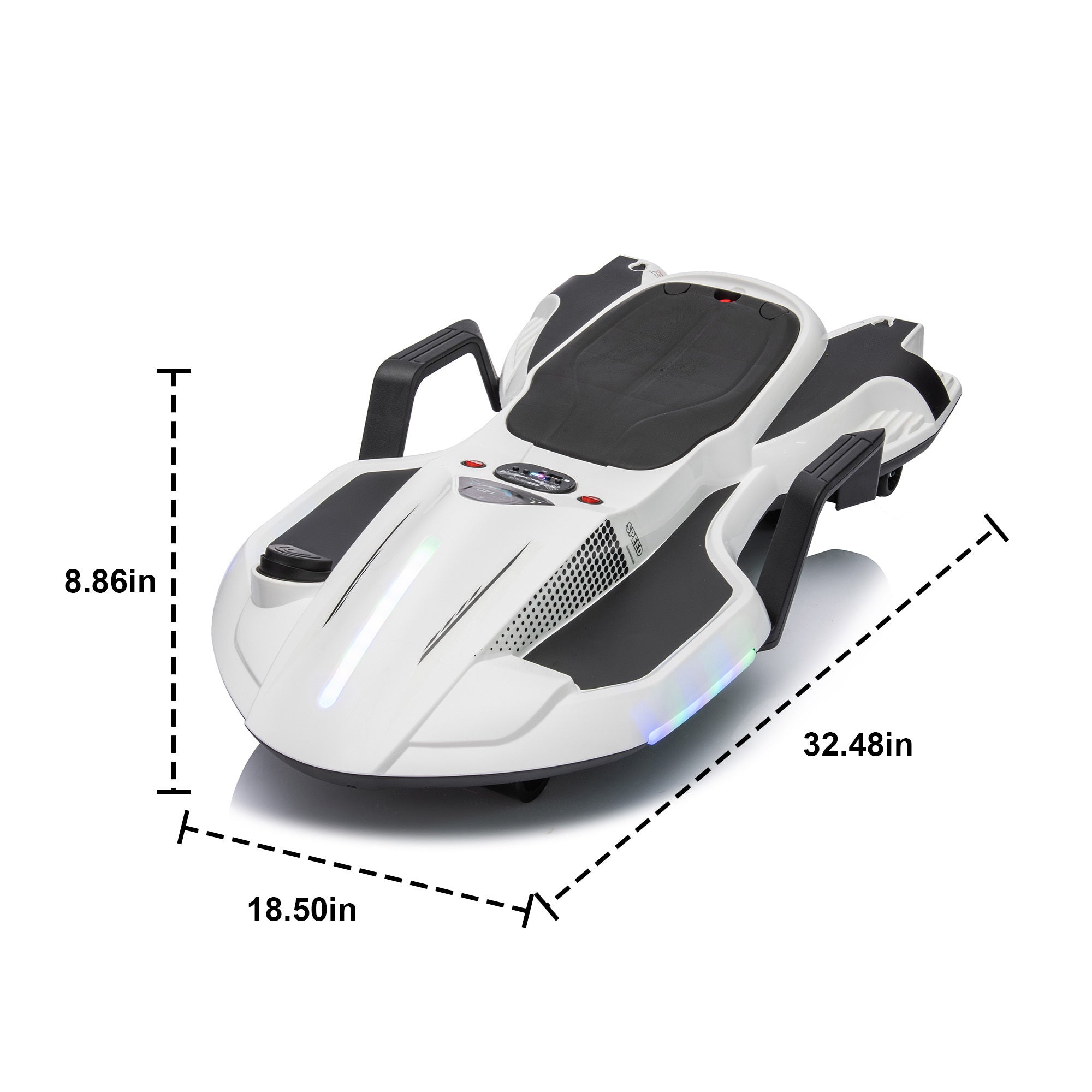 🆓🚛 24V Kids Ride On Electric Scooter W/ Helmet Knee Pads, Spray Function, 200W Motor, 5.59-6.84MPH, Gravity Steering, Bluetooth, Use for 1-2 Hours, Age 6+, White