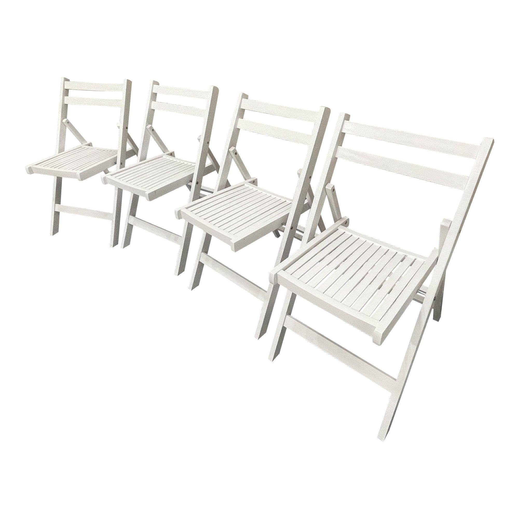 Furniture Slatted Wood Folding Special Event Chair - White, Set Of 4, FOLDING CHAIR, FOLDABLE STYLE