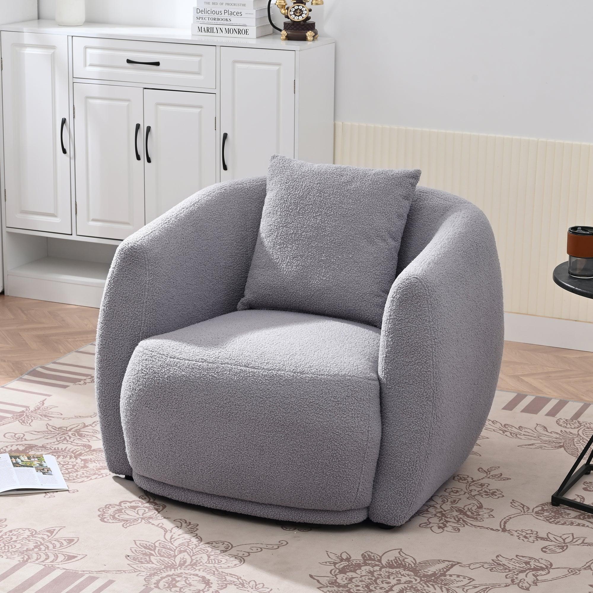 🆓🚛 Upholstered Chair, Modern Arm Chair for Living Room & Bedroom, With 1 Pillow