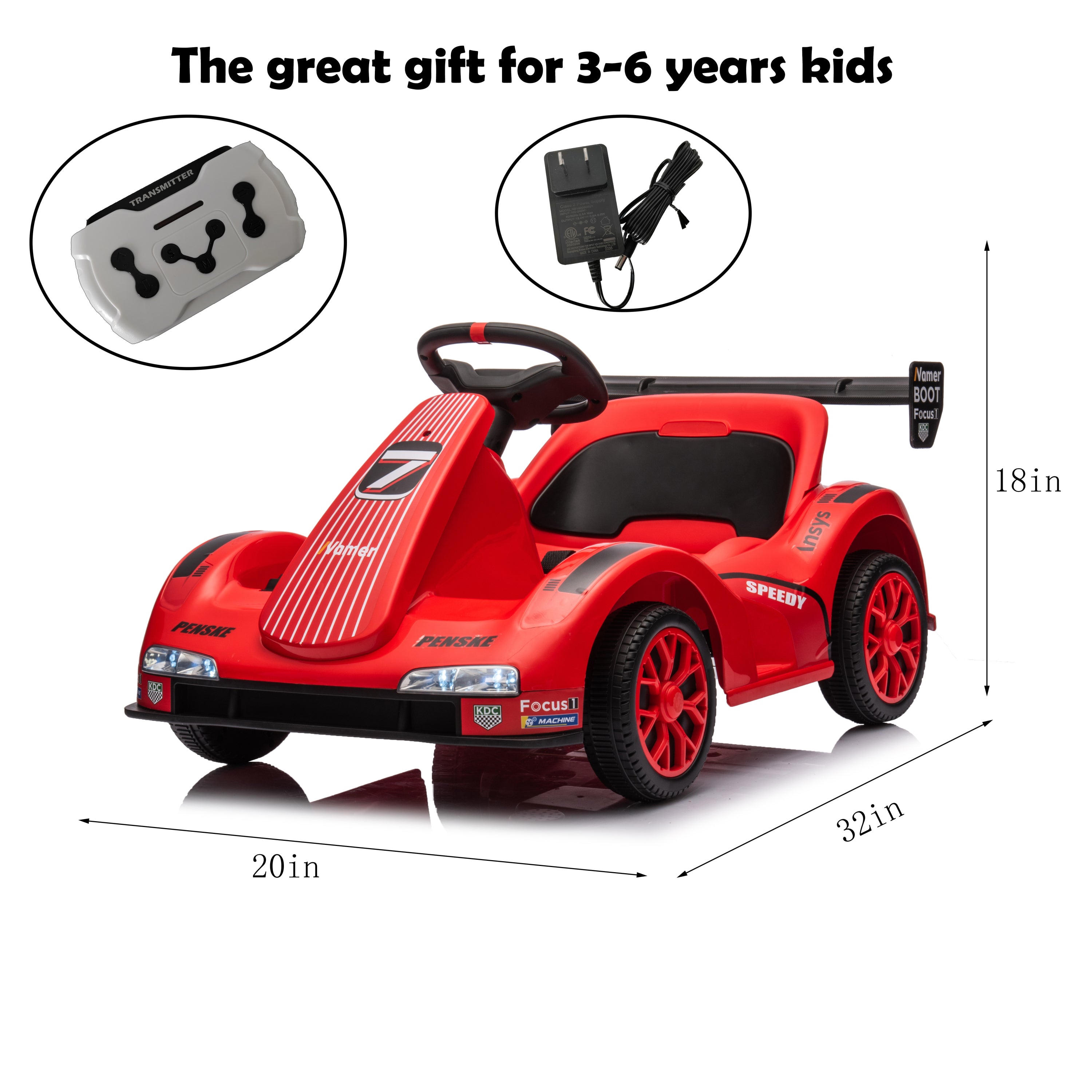 🆓🚛 Kids Electric Go Kart, 12V Battery Powered Ride On Car W/Remote Control, Safety Belt, Slow Start, Music, 4 Wheeler Electric Vehicle for Kids, Gift for Boys Girls