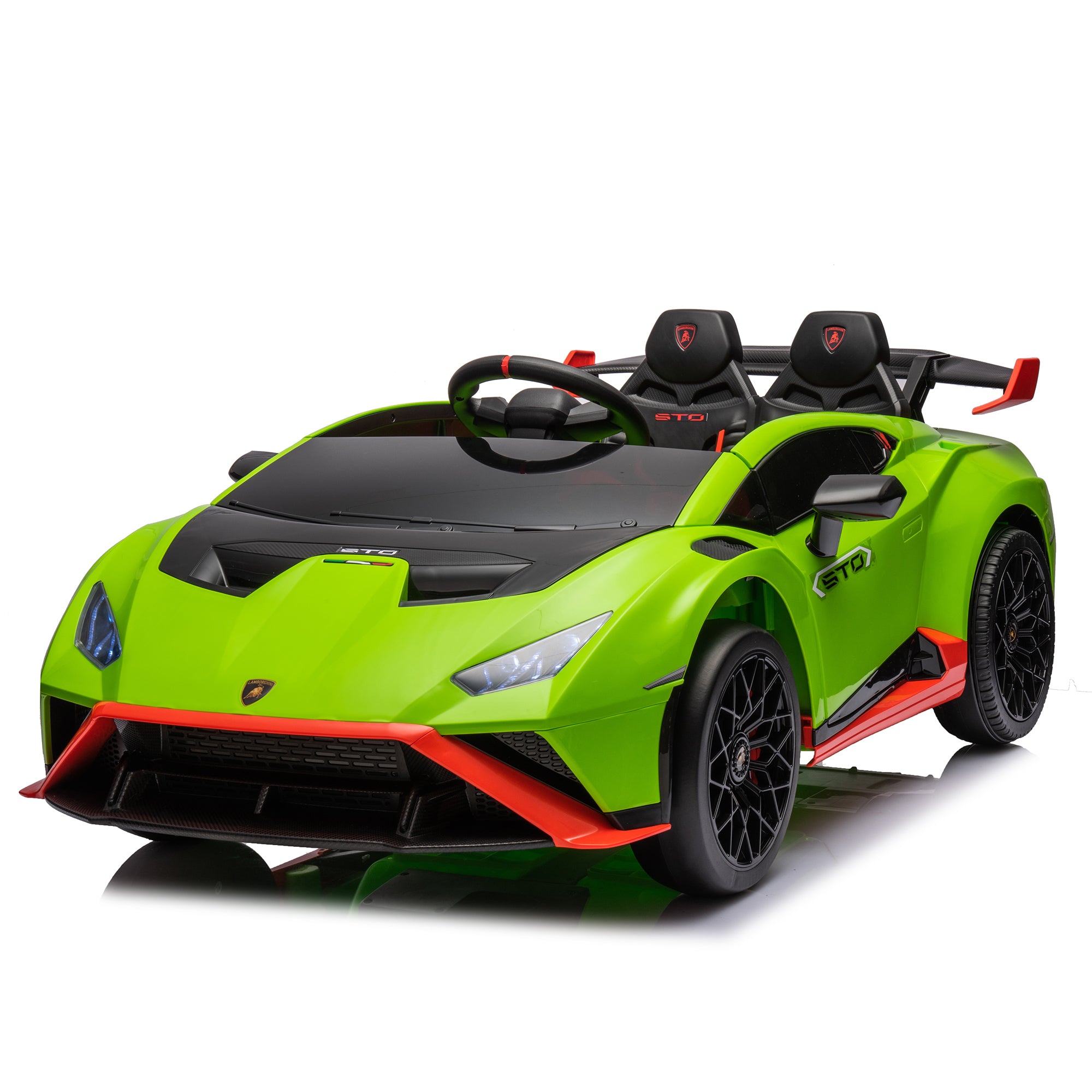 🆓🚛 Lamborghini Huracan Sto 24V Kids Electric Ride-On Drift Car: Speeds 1.86-5.59 Mph, Ages 3-8, Foam Front Wheels, 360° Spin, Led Lights, Dynamic Music, Early Learning, Usb Port, Drift Feature, Green & Red