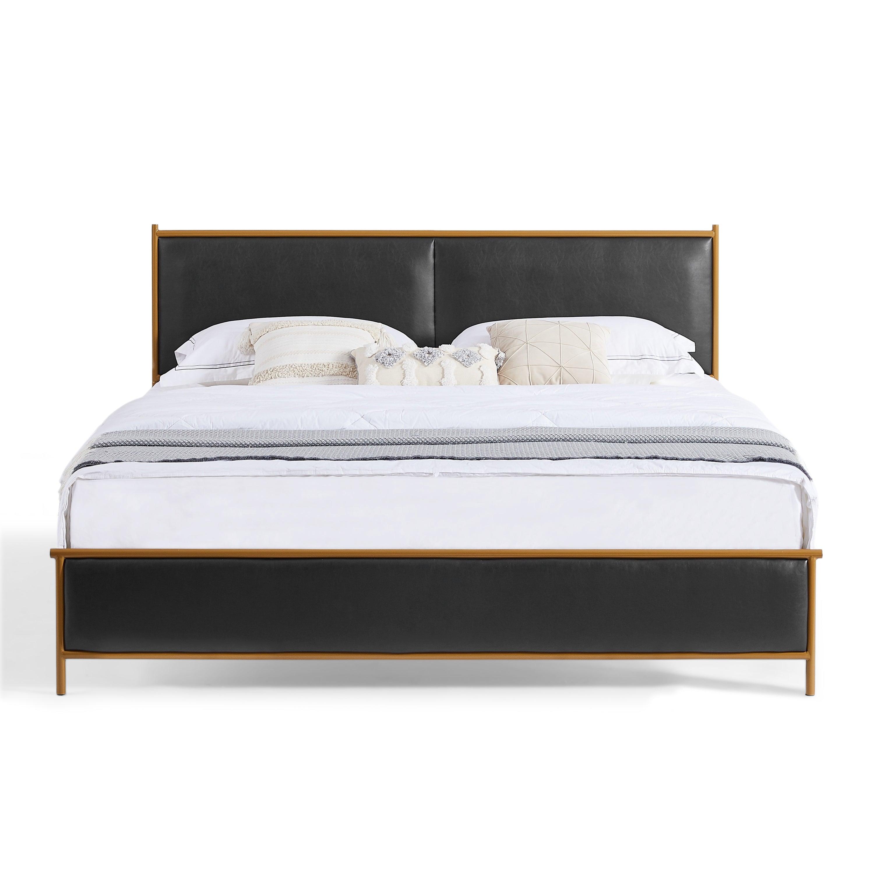 🆓🚛 Full-Size Bed Frame Classic Steamed Bread Shaped Backrest, Metal Frame, Solid Wood Ribs, Sponge Soft Bag, Comfortable & Elegant Atmosphere, Black