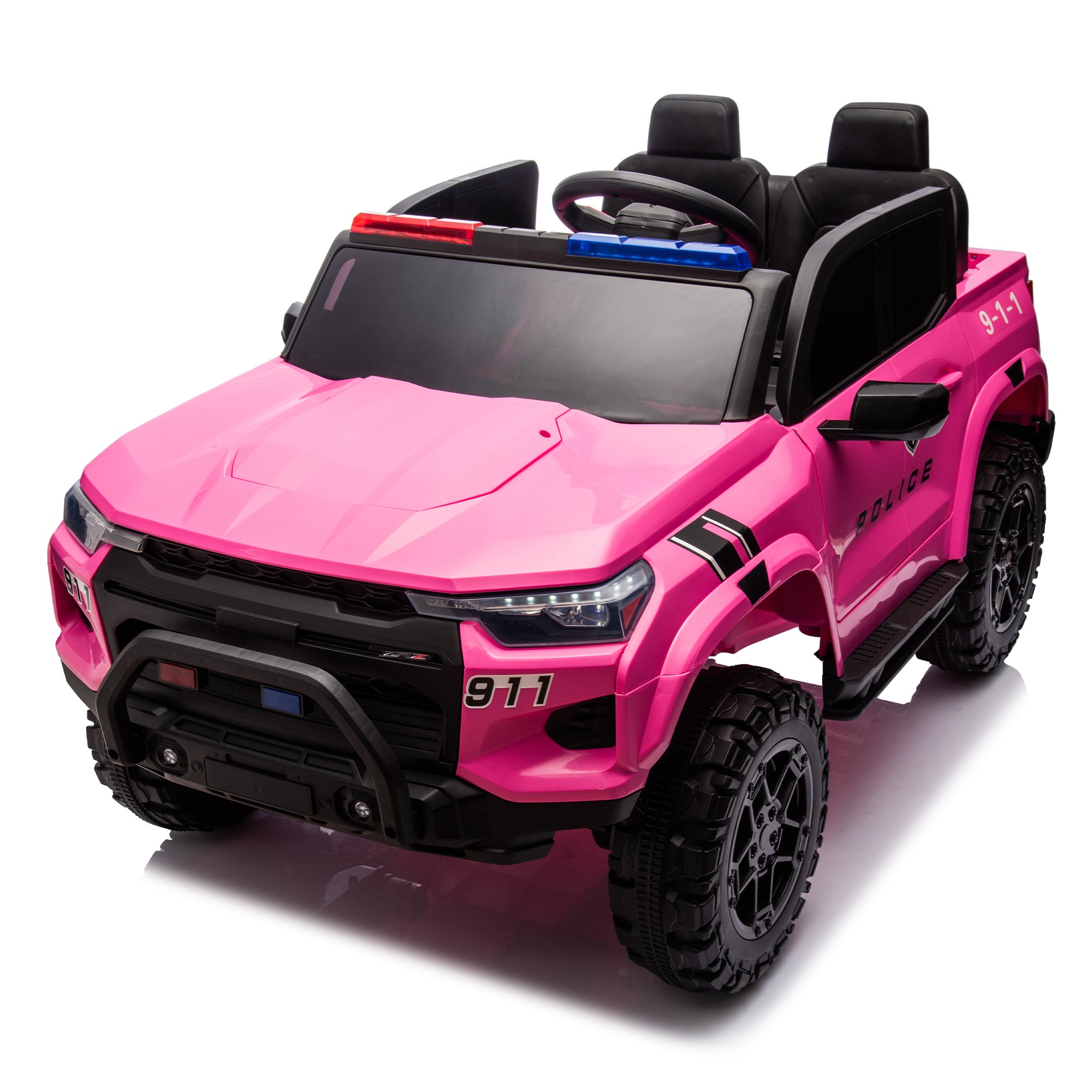 24V Two-Seater Kids Ride On Electric Pickup, Kids Ride On Toy W/Parents Remote Control, 4Wd 800W Motors, Two Safety Belts, High Gate Safety Design, Top Warning Light, Speed 2.49-3.73Mph for Kids Aged 3+.