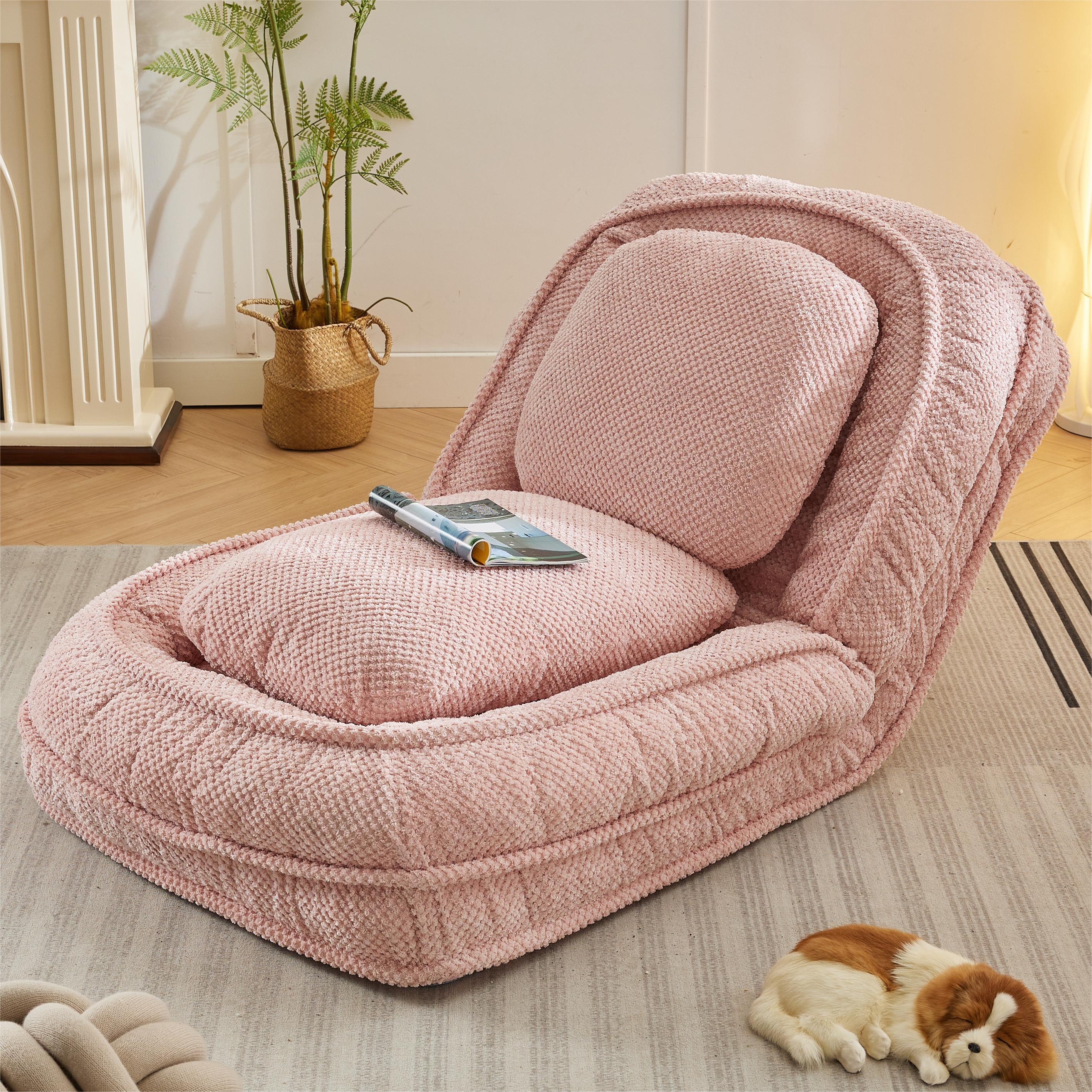 🆓🚛 Human Dog Bed, Lazy Sofa Couch, 5 Adjustable Position, Sit, Sleep, Fold, Suit To Put In Bedroom, Living Room, Space Saving Design, Pink