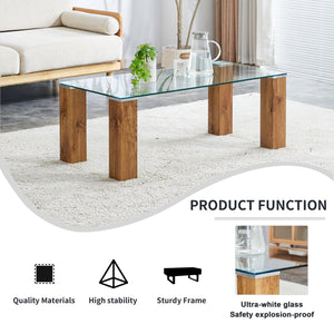 Glass-Top Coffee Table, Tea table, with MDF Legs - Stylish Blend of Elegance and Durability