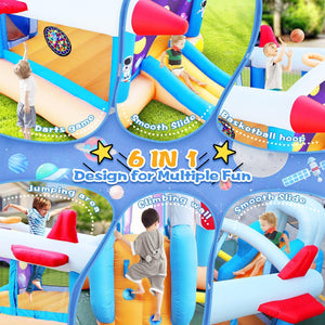 6 In 1 Outdoor Indoor Inflatable Bouncer For Kids Target Ball Basketball Slide With Blower LamCham