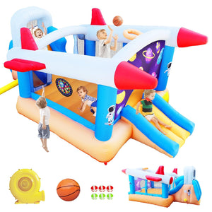 6 In 1 Outdoor Indoor Inflatable Bouncer For Kids Target Ball Basketball Slide With Blower LamCham