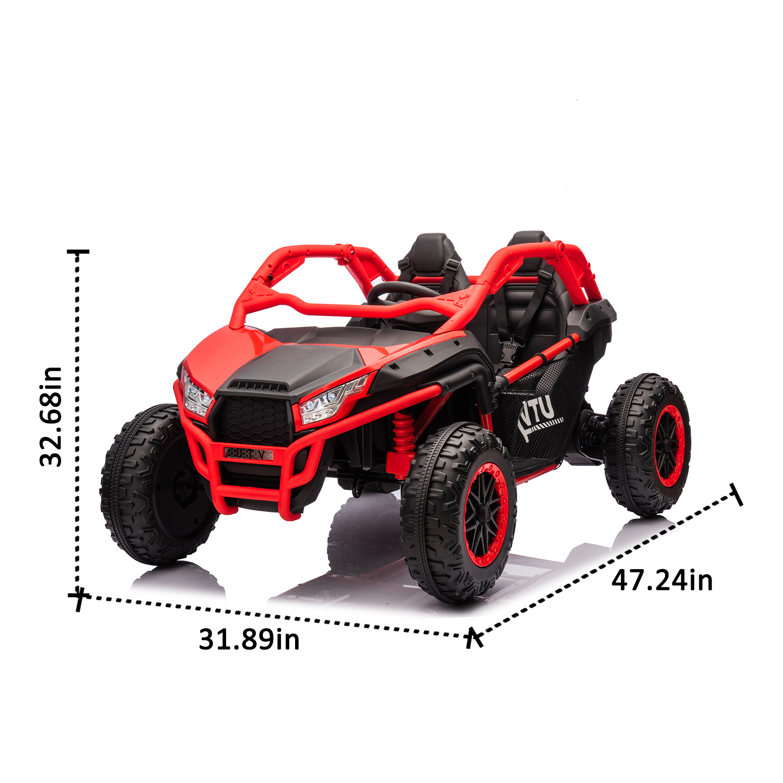 24V Two-Seater Kids Ride On Utv W/Parents Control, 20In Seat Width, 400W Super High Power, Four-Wheel Suspension, Bluetooth, Mp3, Usb, Led Light, Horn, Rear Storage Space, Speeds 3.73-4.97Mph for Kids Aged 3+.