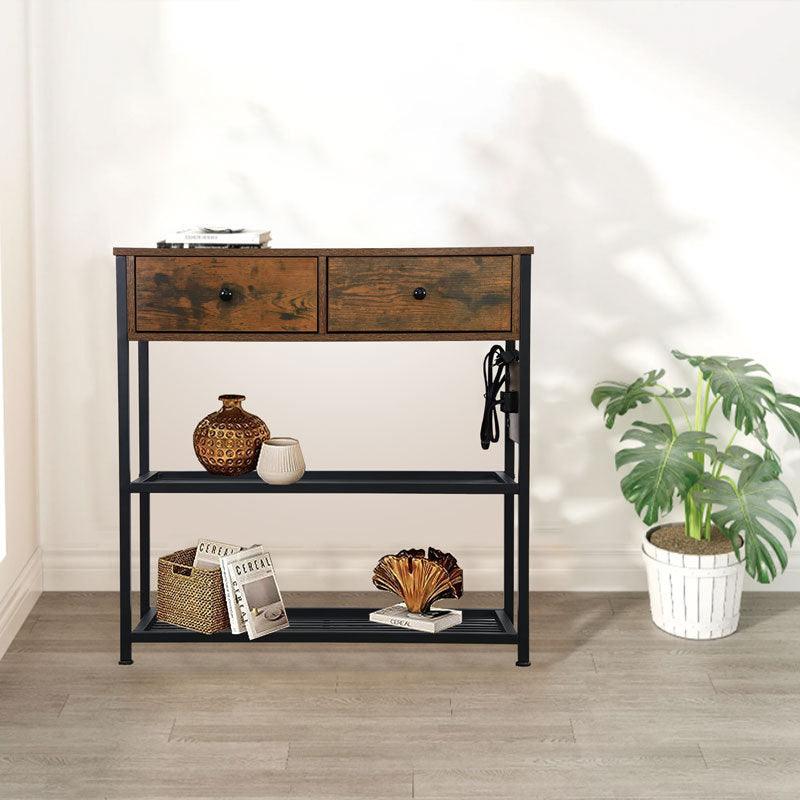 🆓🚛 Ultimate Entryway Console Table, Narrow Sofa Table With 2 Drawers, 2 Shelves, Ac Outlets, 2 Usb Ports, 1 Type C Port