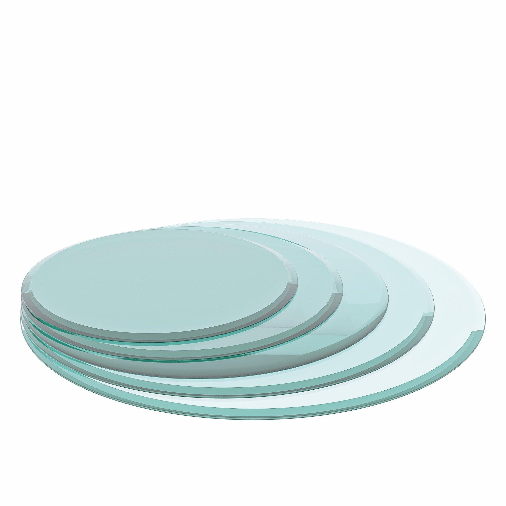 CALMY 38.6" Inch Round Tempered Glass Table Top Clear Glass 2/5" Inch Thick Beveled Polished Edge