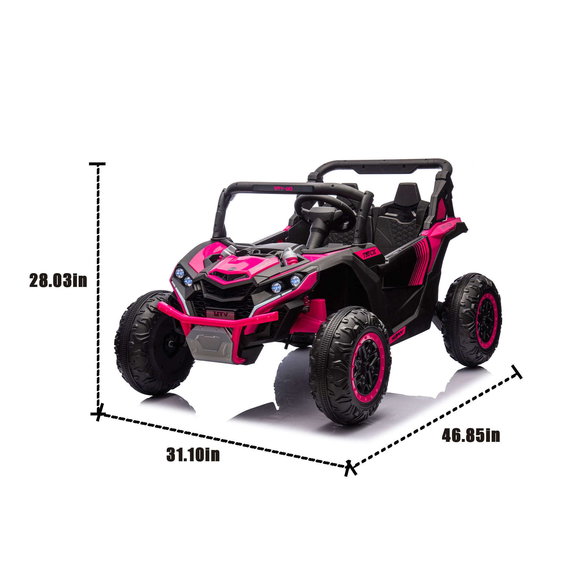 🆓🚛 24V Two-Seater Kids Ride On UTV W/Parents Remote Control, Four-Wheel Suspension, Slow Start, Large wheel design, Anti-collision bar, Storage space, Music, USB, Bluetooth, Volume control, LED lights for Kids 3+.