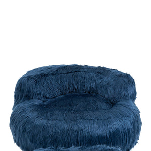 Gramanda 2-In-1 Bean Bag Chair Faux Fur Lazy Sofa & Ottoman Footstool For Adults And Kids - Navy
