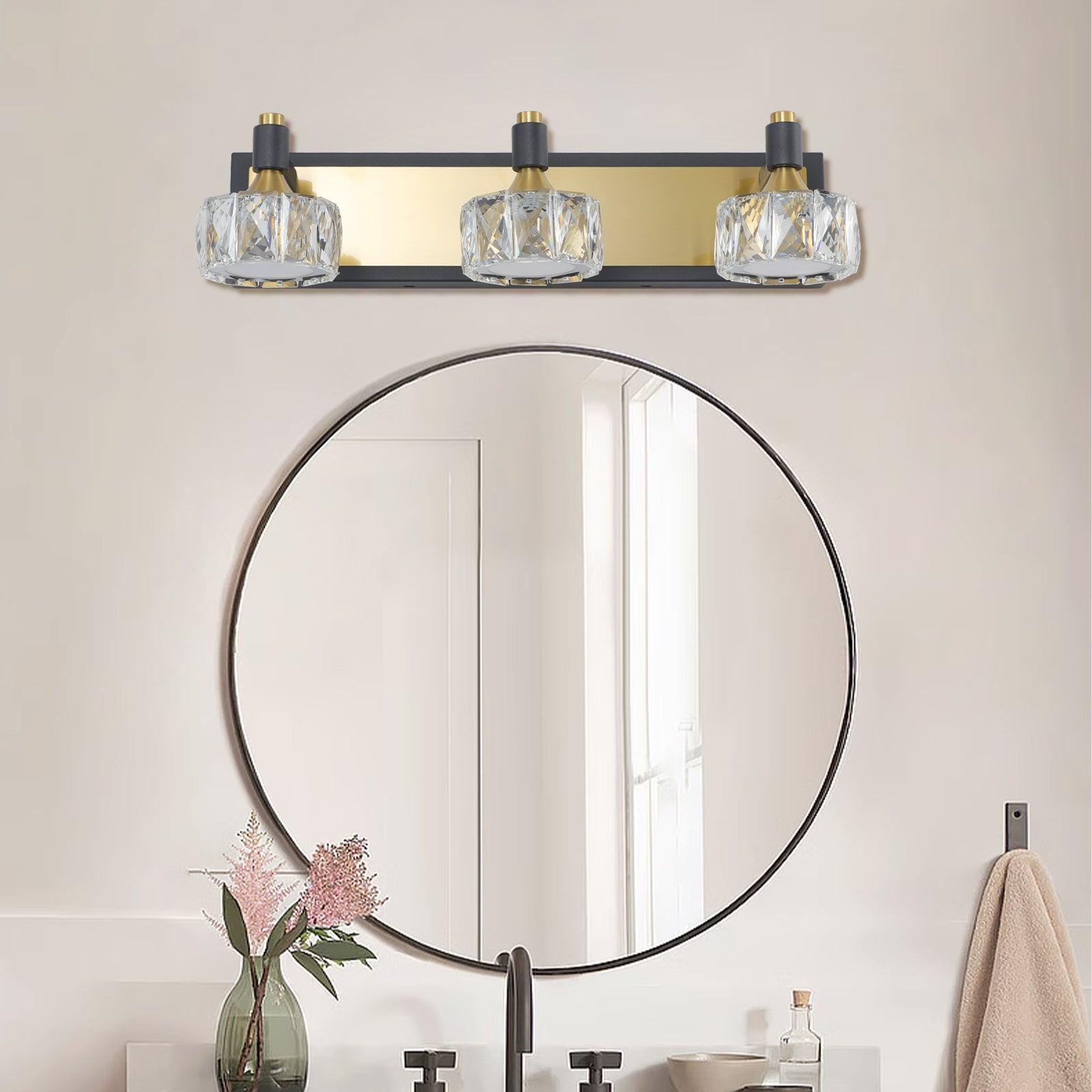 🆓🚛 Led 3-Light Modern Crystal Bathroom Vanity Light Over Mirror Bath Wall Lighting Fixtures