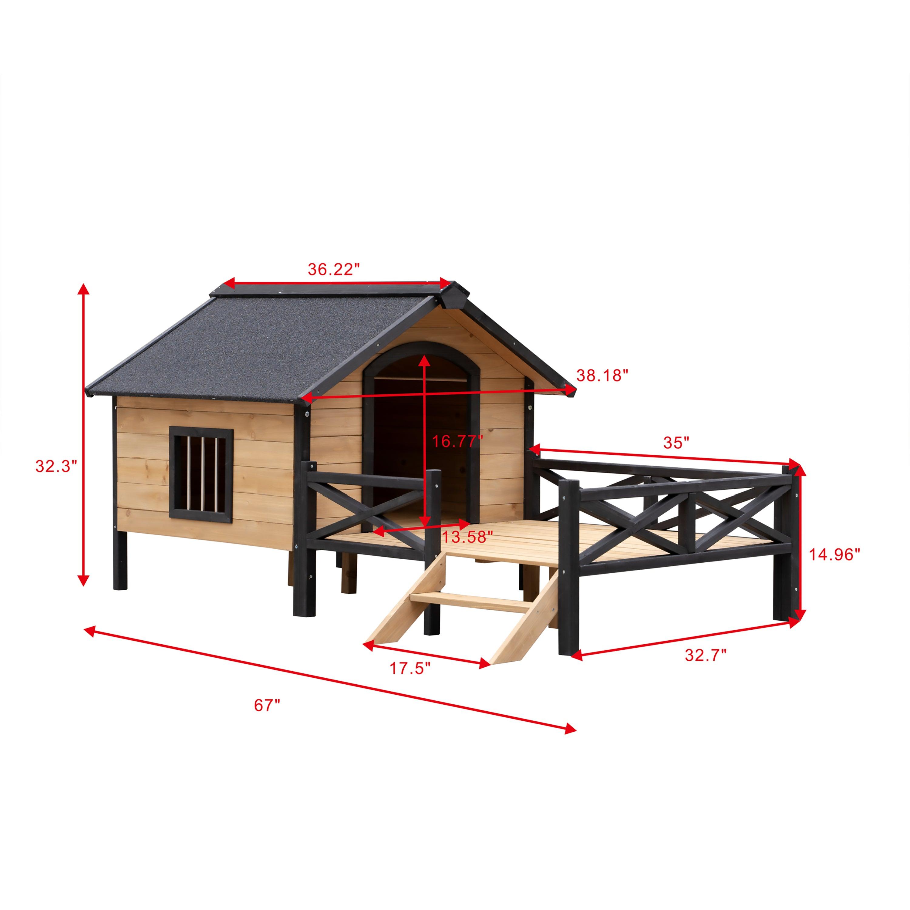 🆓🚛 Outdoor Large Wooden Cabin House Style Wooden Dog Kennel With Porch