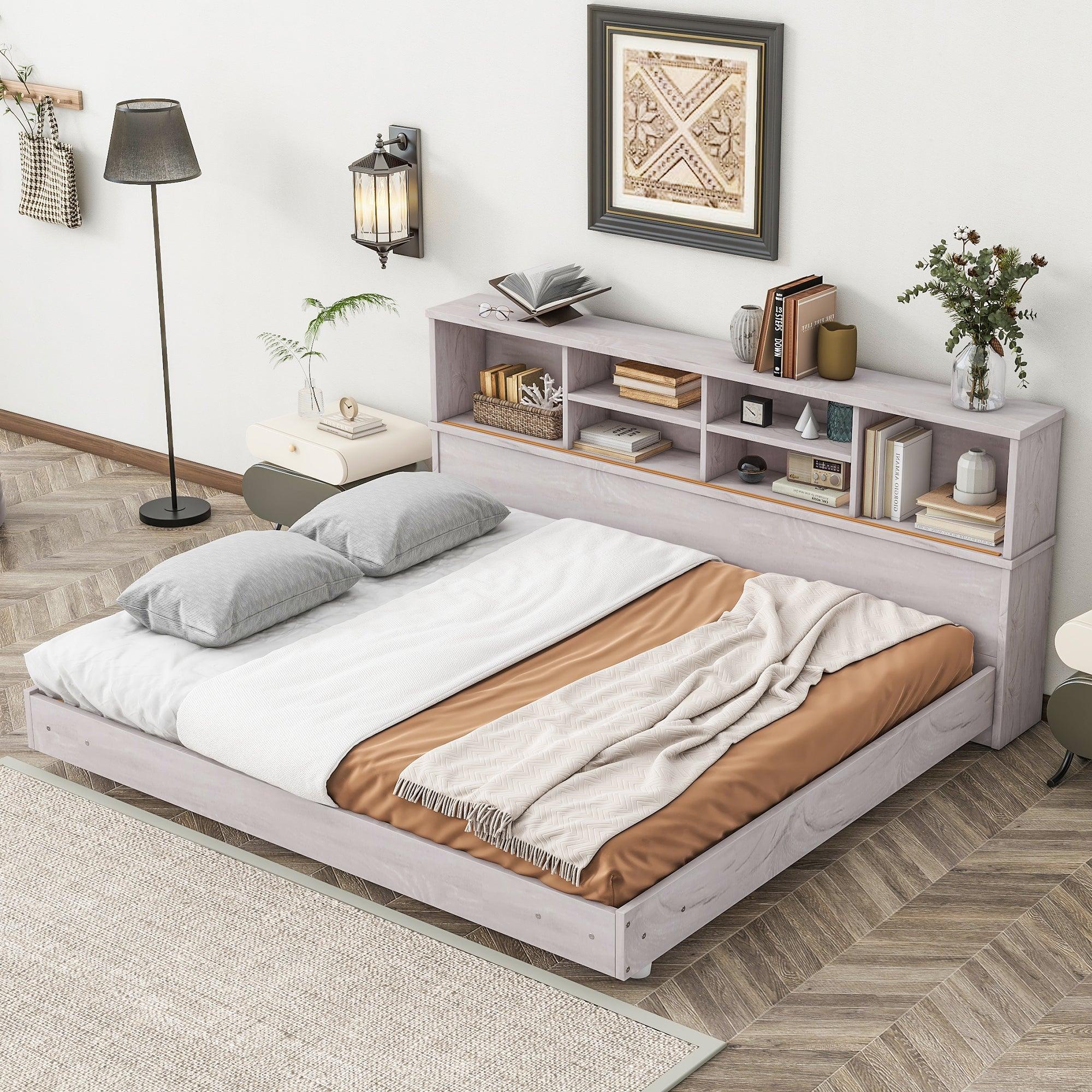 🆓🚛 Full Size Daybed Frame With Storage Bookcases, White Oak