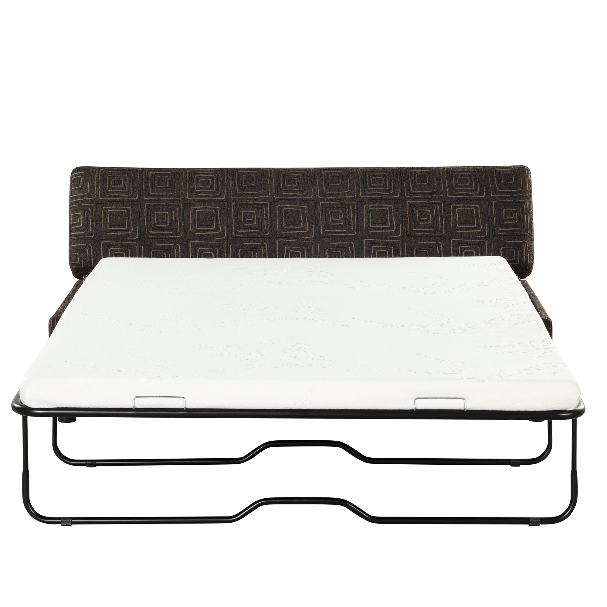 Full Size Folding Ottoman Sleeper Bed with Mattress Convertible Guest Bed Brown