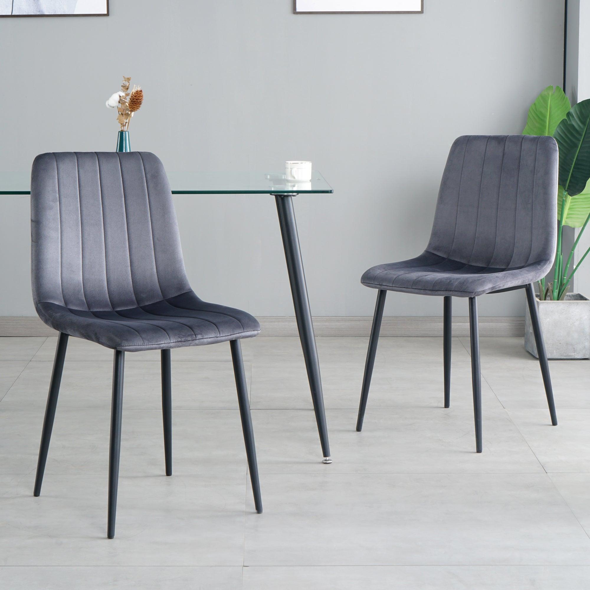 GIKILI Modern Dining Kitchen Chairs with Black Coated Metal Legs (set of 4), Gray