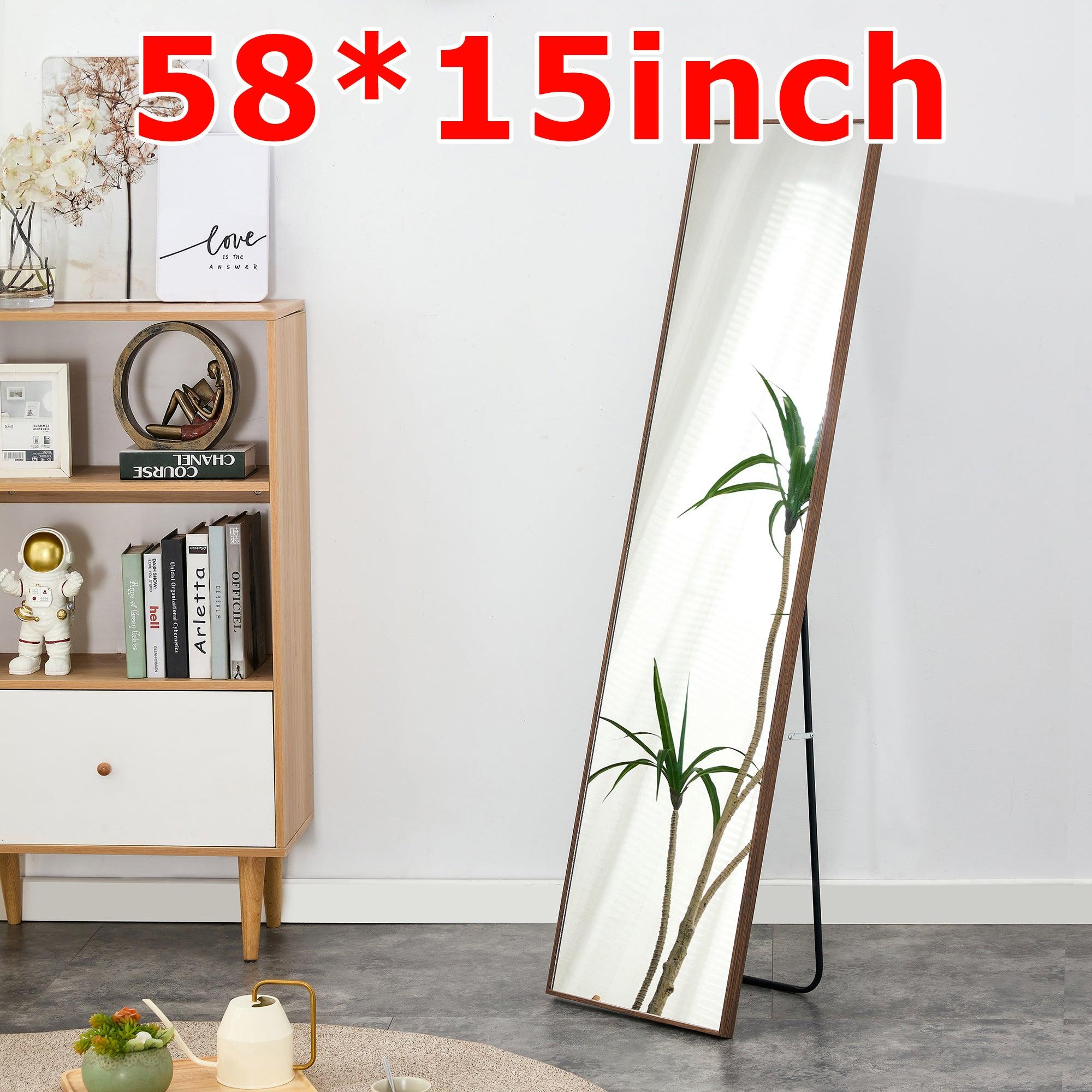 🆓🚛 58" X 15" Aluminum Alloy Metal Frame Wall Mounted/Floor Mounted Full Length Mirror, Brown