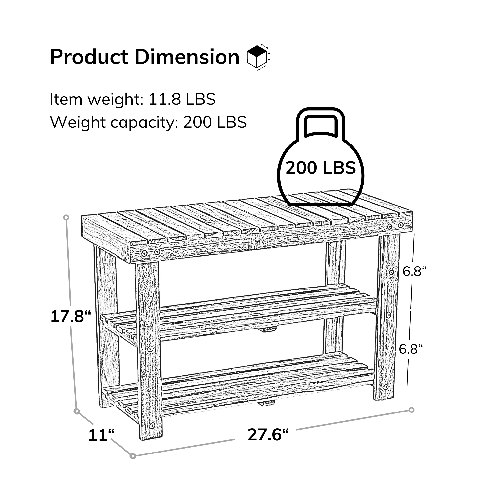 Acacia Wood Shoe Rack Bench Strong Weight Bearing Upto 200 Lbs Best Ideas for Entryway Frontdoor Bathroom, Natural Color.