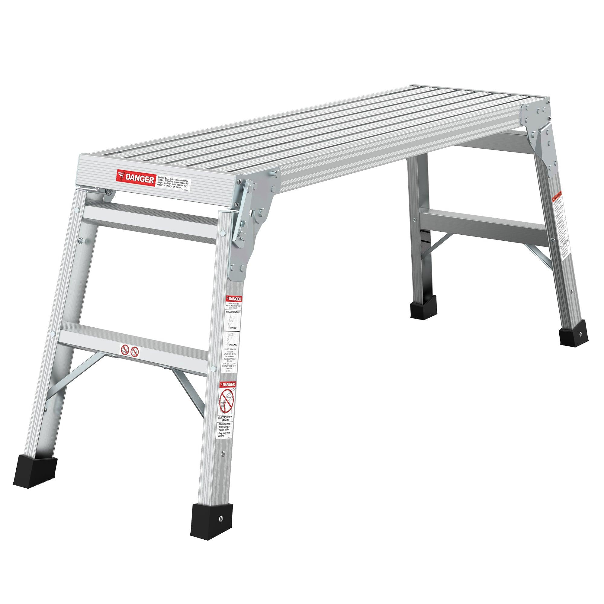 🆓🚛 Work Platform Aluminum Step Ladder Drywall Safe Ansi Approved Of Capacity 225 Lbs Medium Duty Portable Bench Folding Ladders Stool W/Non-Slip Matb