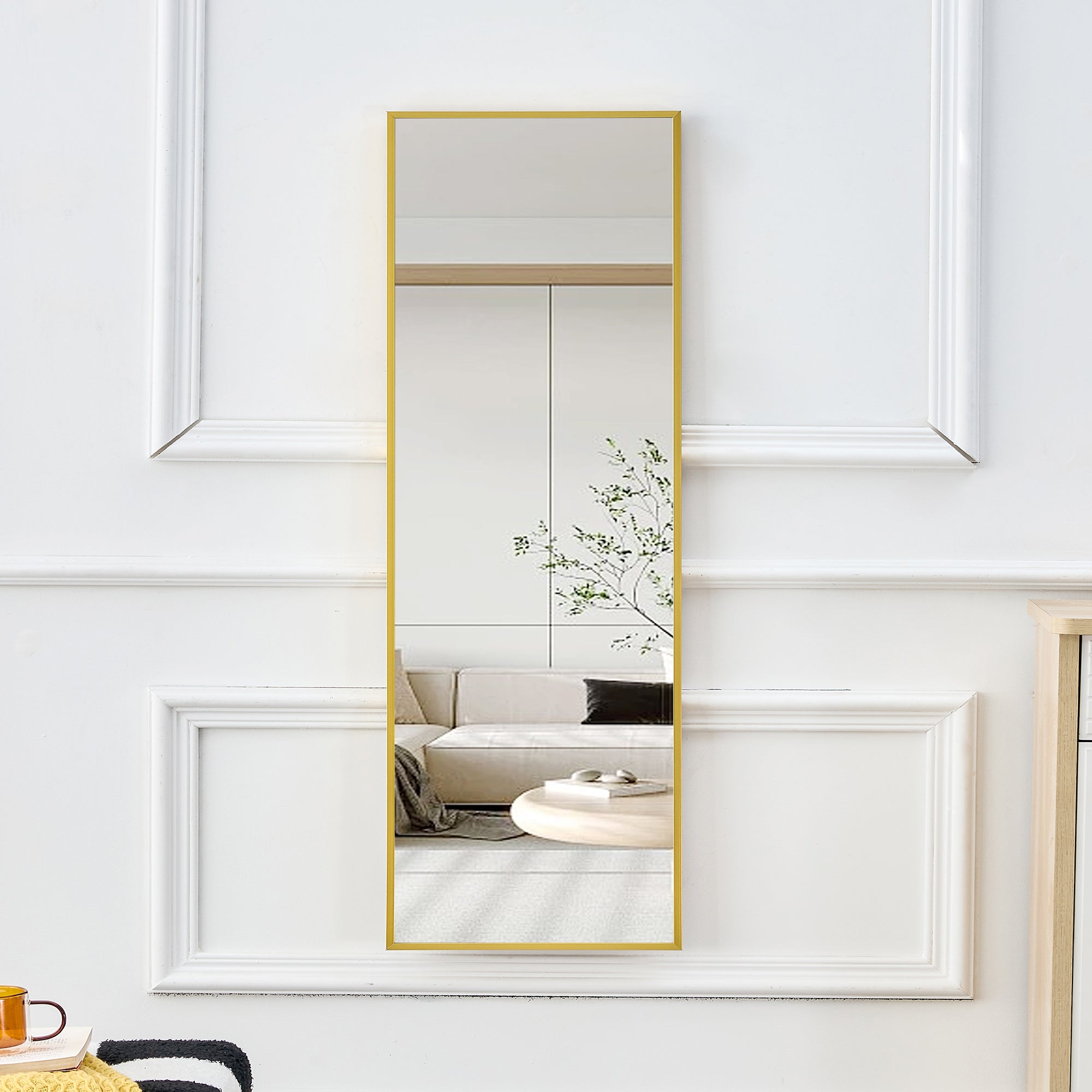 The 4Rd Generation Aluminum Alloy Metal Frame Wall Mounted Full Body Mirror, Bathroom Makeup Mirror, Bedroom Entrance, Decorative Mirror, Quality Upgrade, 48 "* 13.8"