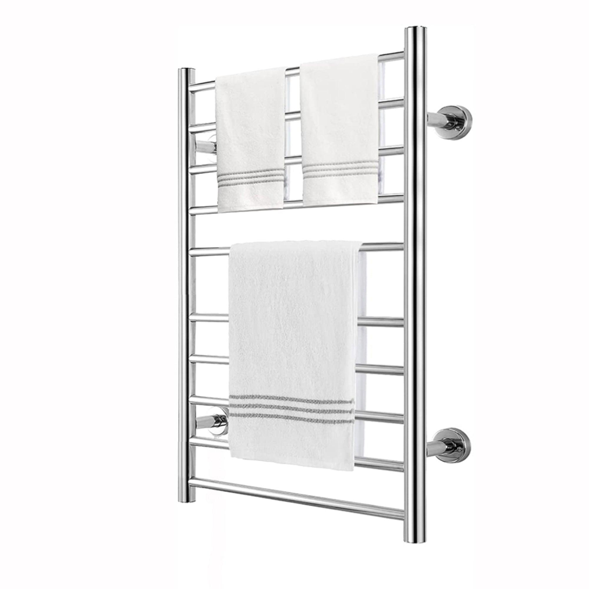 Electric Heated Towel Rack for Bathroom, Wall Mounted Towel Warmer, 10 Stainless Steel Bars Drying Rack