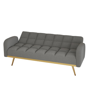 69-inch grey sofa bed with adjustable sofa teddy fleece 2 throw pillows LamCham