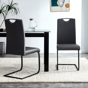 Dining Chairs Set Of 2, Black PU Chair Modern Kitchen Chair With Metal Leg