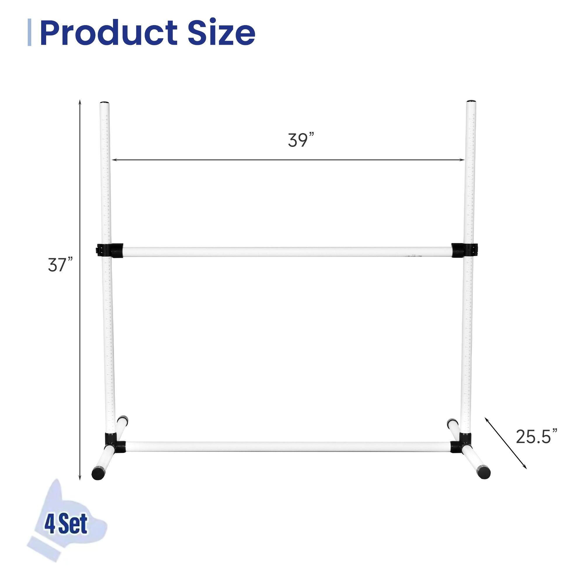 🆓🚛 4 Pack Adjustable Dog Agility Jumps With Carry Bag Exercise Dog Jumping Hurdles for Indoor Outdoor Dog Agility Course Game, White