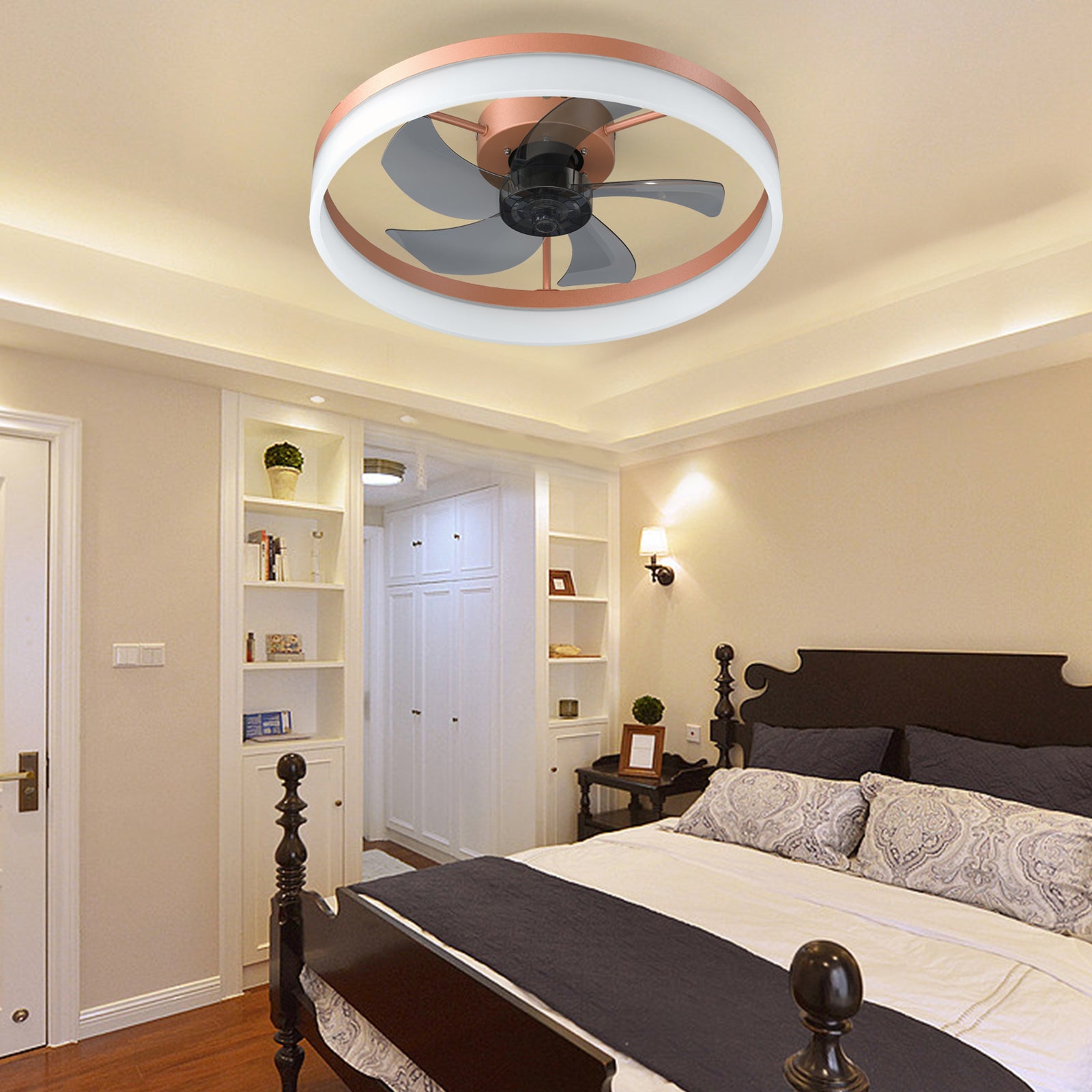 🆓🚛 6-speed Ceiling Fan, Dimmable LED Lights, Remote Control, Rose Gold