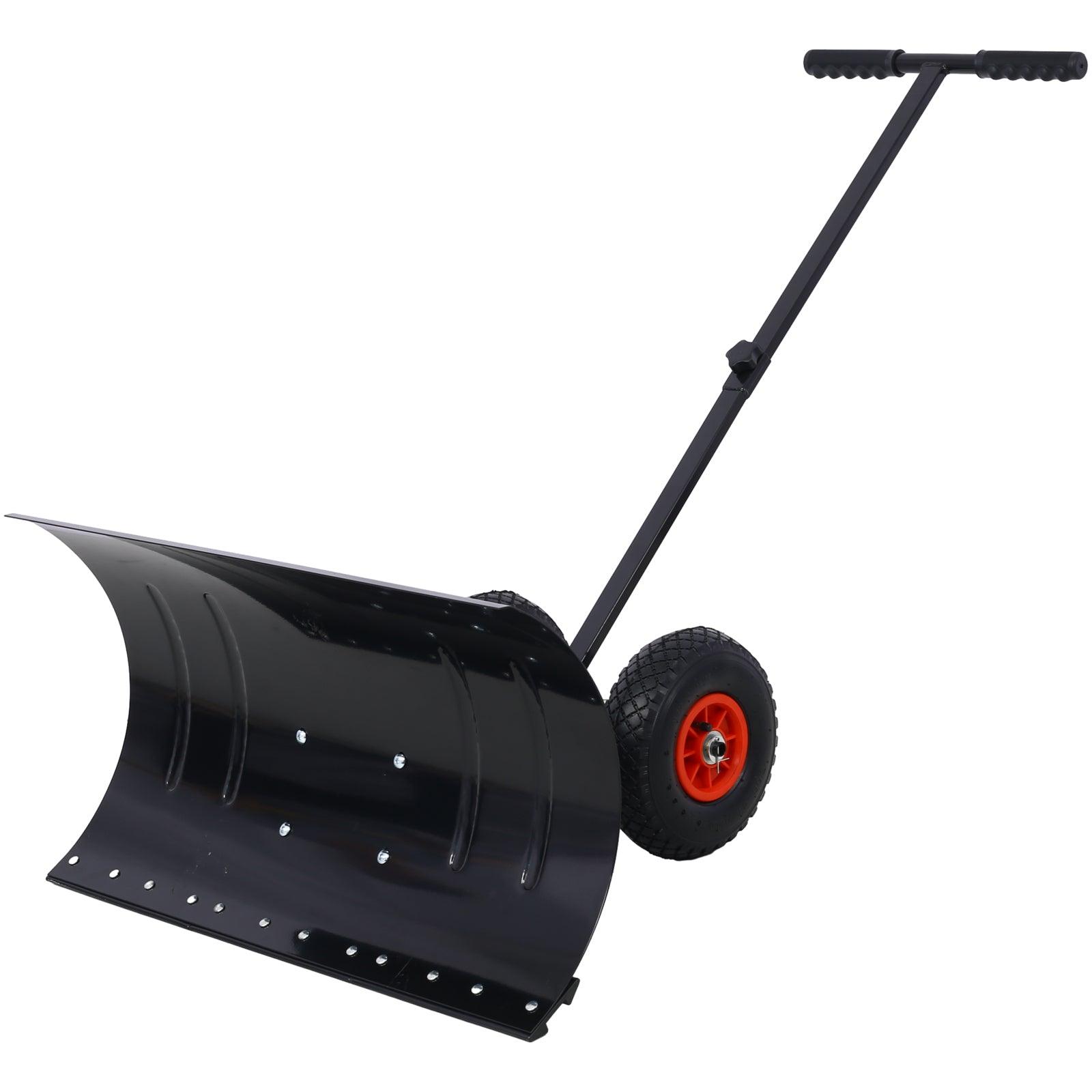 🆓🚛 Snow Shovel With Wheels, Snow Pusher, Cushioned Adjustable Angle Handle Snow Removal Tool, 29" Blade, 10" Wheels